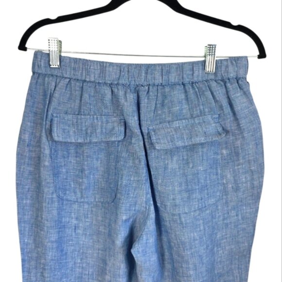 Nicole Miller Blue Linen High Waist Cropped Pants Medium - Picture 4 of 7